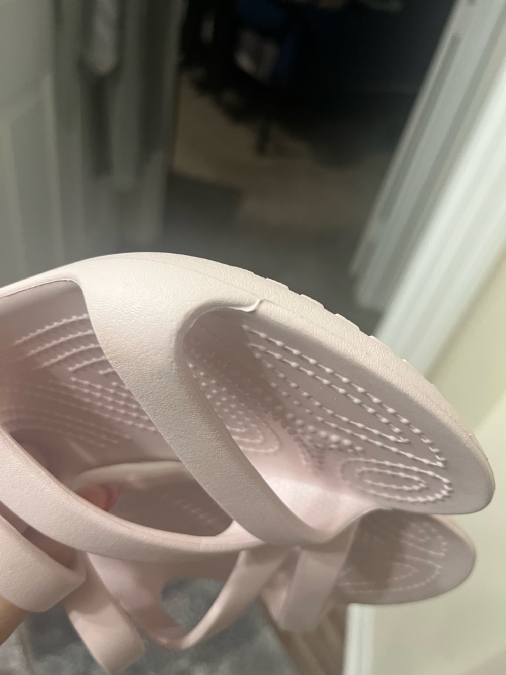 CROCS Women’s Pale Pink Dual-Strap Slide Sandals - Picture 8 of 8